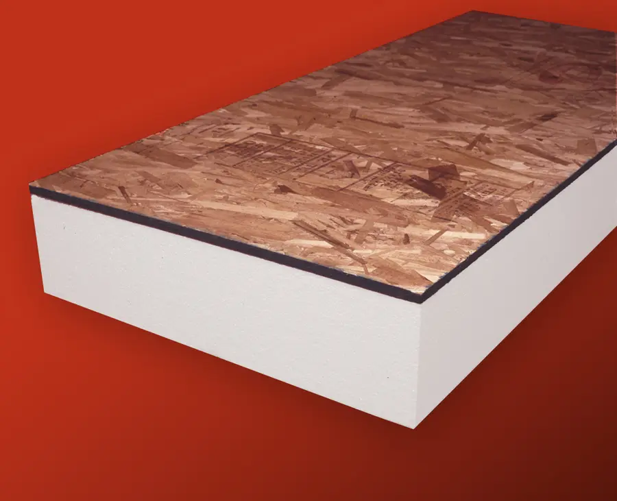 R-Control Nailbase panel: OSB surface bonded to white EPS insulation